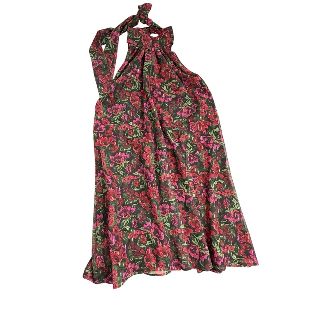MAJORELLE Lallina Halter Mini Revolve Dress Wine Floral Open Back Women’s Medium - Picture 3 of 10